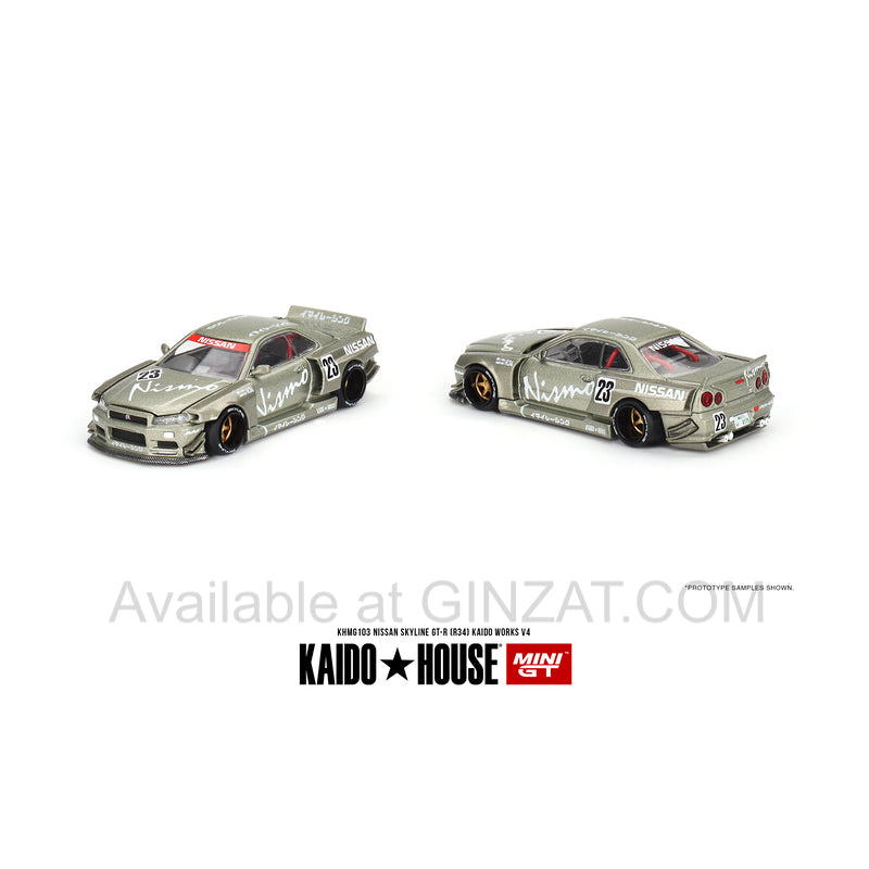 Nissan Skyline GT-R (R34) Kaido Works V4, Mini GT x Kaido House No. 103 diecast model car