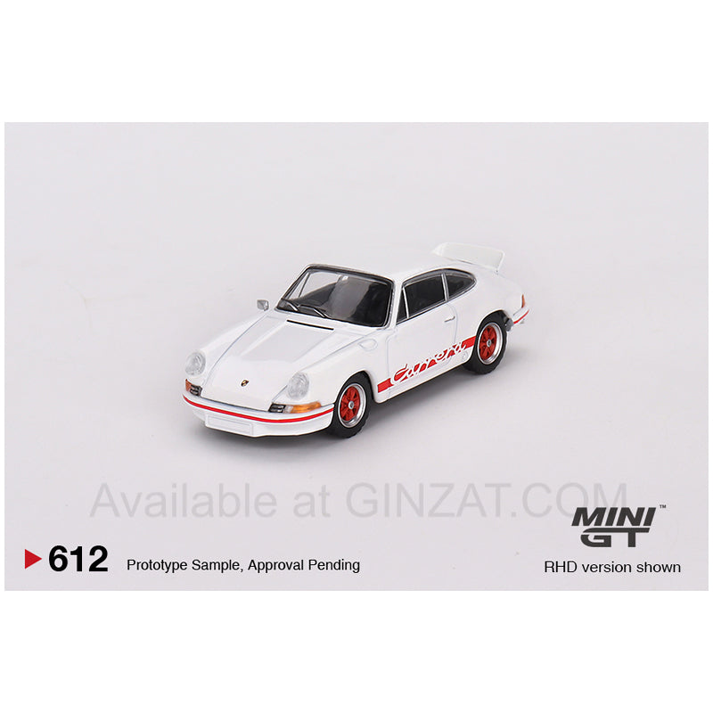 Porsche 911 Carrera RS 2.7 Grand Prix White / Red Livery, Mini GT No. 612 diecast model car