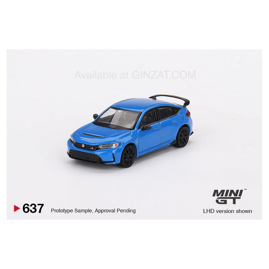 Honda Civic Type R 2023 Boost Blue Pearl, Mini GT No. 637 diecast model car