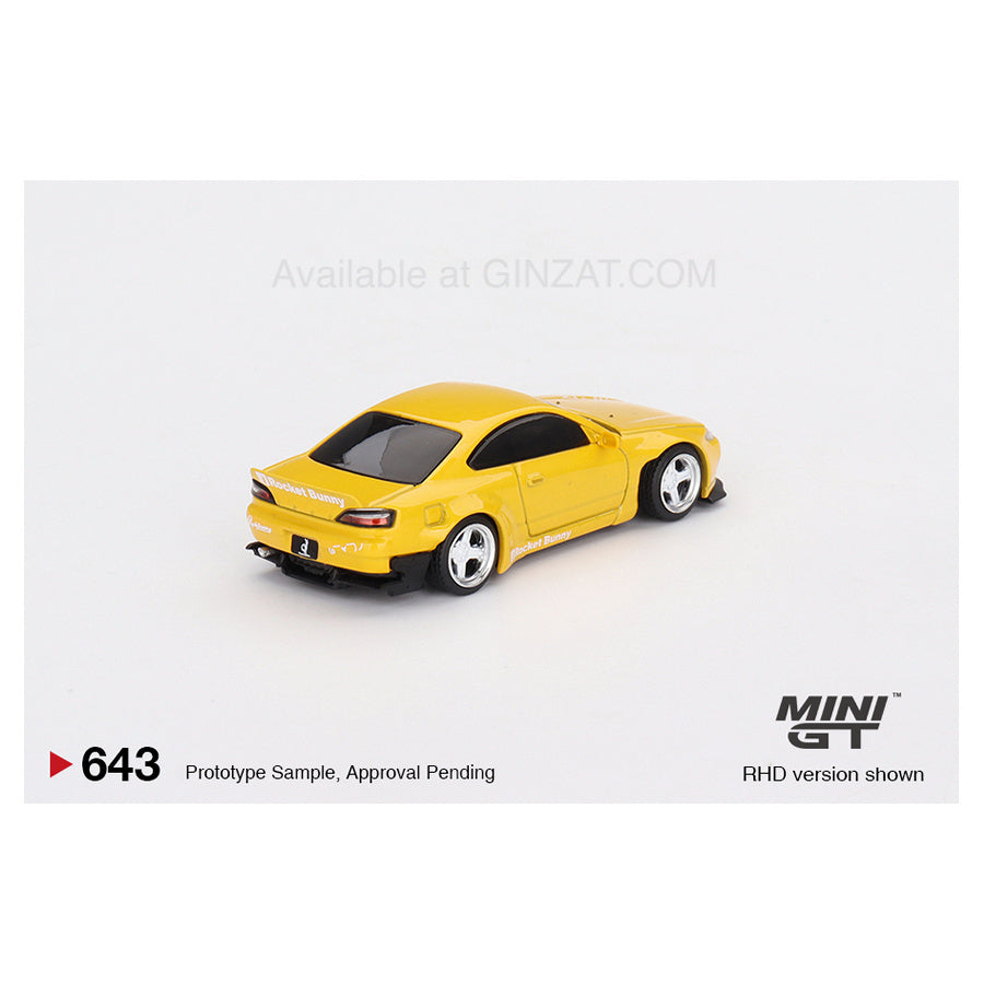 Rocket Bunny Nissan Silvia (S15) Yellow, Mini GT No. 643 diecast model car