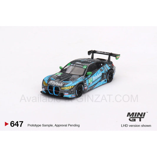 BMW M4 GT3 IMSA Laguna Seca GTD 2nd 2023 #97 Turner Motorsports, Mini GT No. 647 diecast model car