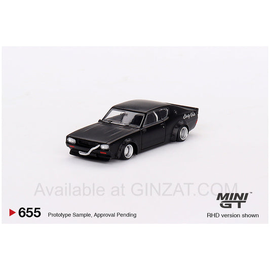 Nissan Skyline Kenmeri Liberty Walk Matt Black, Mini GT No. 655 diecast model car