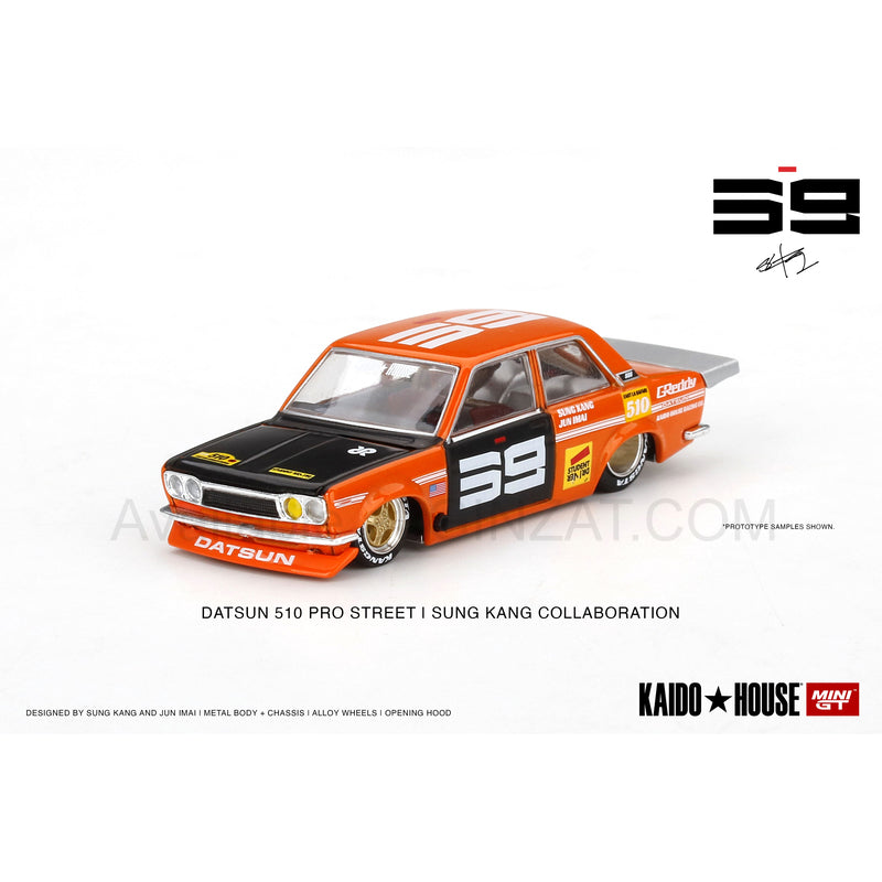 Datsun 510 Pro Street SK510 Orange Kaido House, Mini GT X Kaido House No. 004 diecast model car