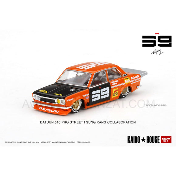 Datsun 510 Pro Street SK510 Orange Kaido House, Mini GT X Kaido House No. 004 diecast model car