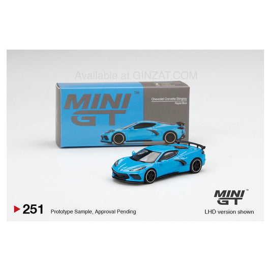 Chevrolet Corvette Stingray 2020 Rapid Blue, MINI GT No.251 diecast model car