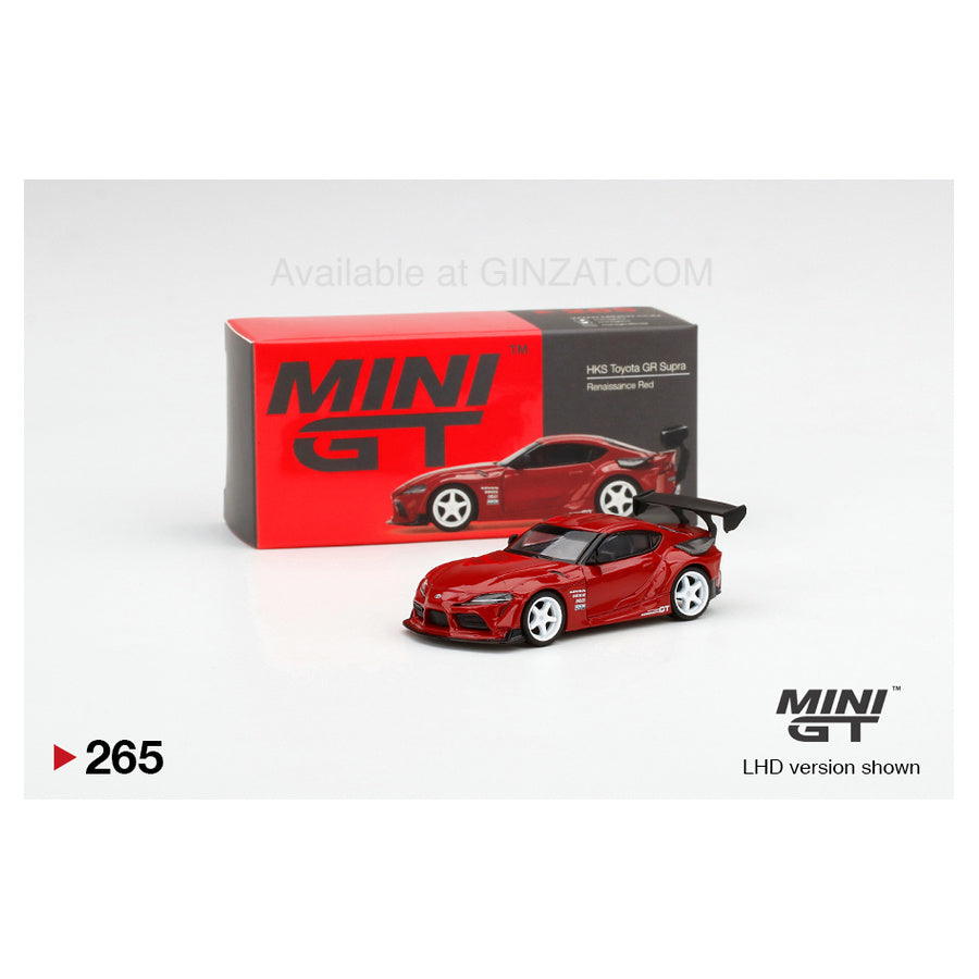 HKS Toyota GR Supra Renaissance Red, MINI GT No.265 diecast model car