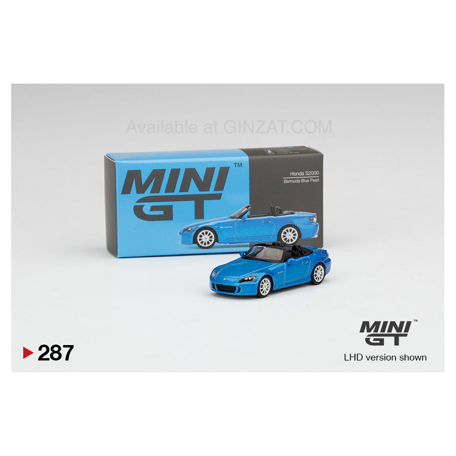 Honda S2000 Bermuda Blue Pearl RHD, Mini GT No. 287 diecast model car