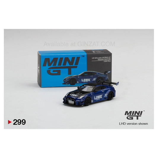 LB-Silhouette Works GT Nissan 35GT-RR LBWK Blue, Mini GT No. 299 diecast model car