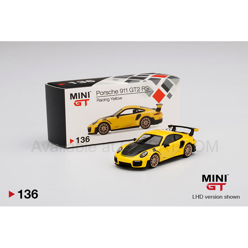 PORSCHE 911 GT2 RS Racing Yellow, MINI GT No.136 diecast model car