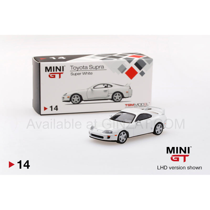 Toyota Supra (JZA80) Super White, MINI GT No.14 diecast model car