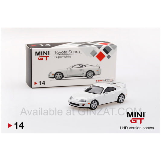 TOYOTA Supra Super White, MINI GT No.14 diecast model car