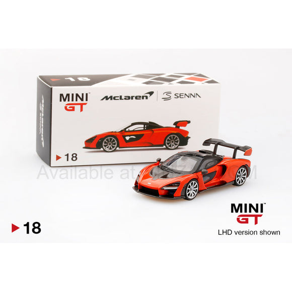 McLaren Senna Mira Orange LHD, Mini GT No.18 diecast model car