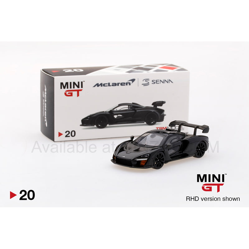 McLaren Senna Onyx Black RHD, MINI GT No.20 diecast model car