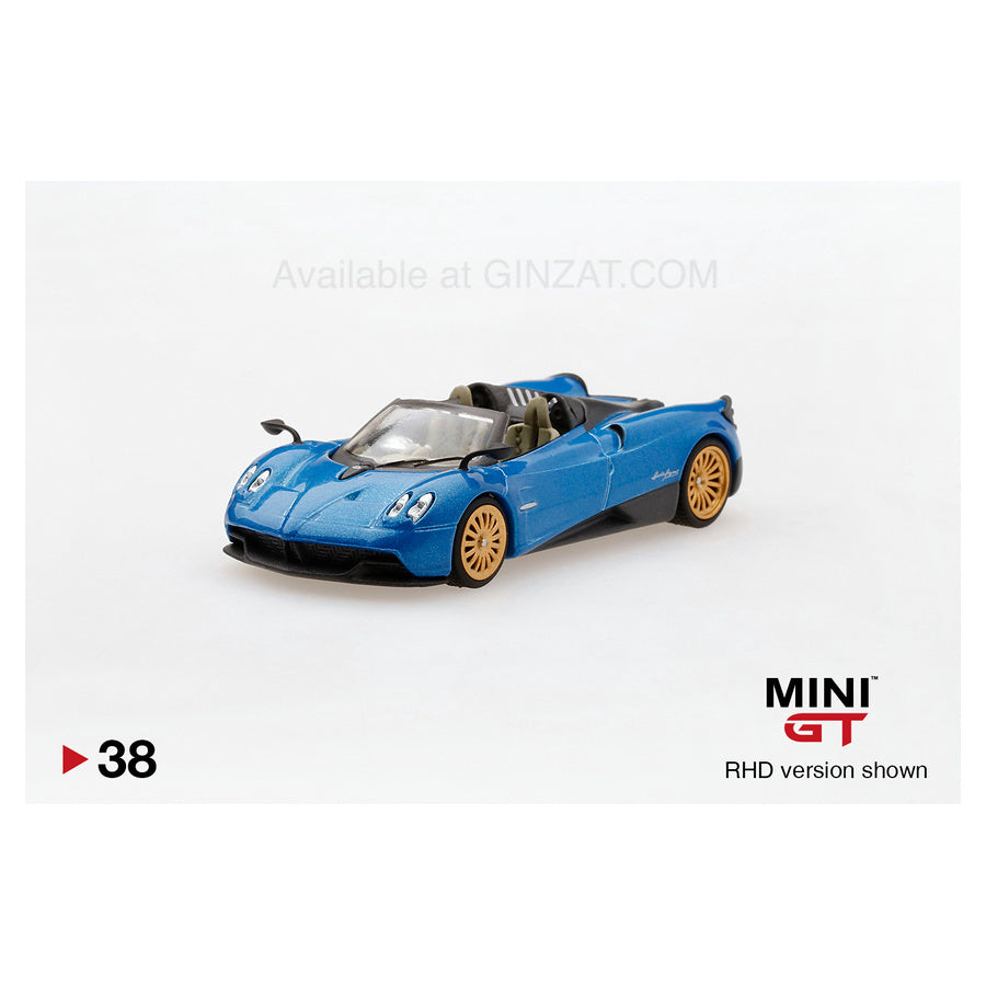 Pagani Huayra Roadster Blue Francia, Mini GT No.38 diecast model car