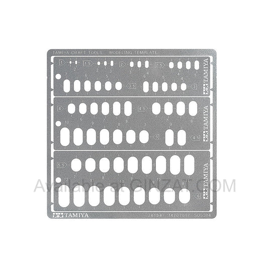 TAMIYA MODELING TEMPLATE (ROUNDED RECTANGLES, 1-6mm) Item No:74154