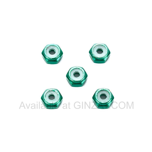 Tamiya Mini 4WD Special Project Items (Parts) 2mm ALUMINUM LOCK NUT (GREEN, 5PCS.)