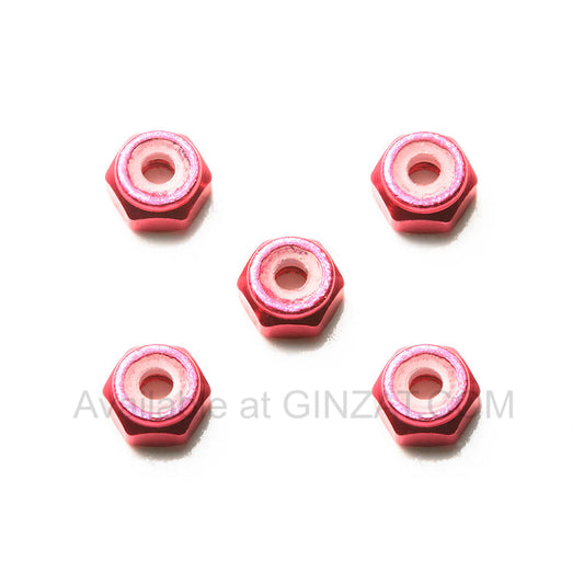 Tamiya Mini 4WD Special Project Items (Parts) 2mm ALUMINUM LOCK NUT (PINK, 5PCS.)