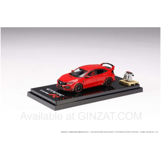 Honda Civic Type R (FK8) 2020 Flame Red w/Engine Display Model, Hobby Japan diecast model car