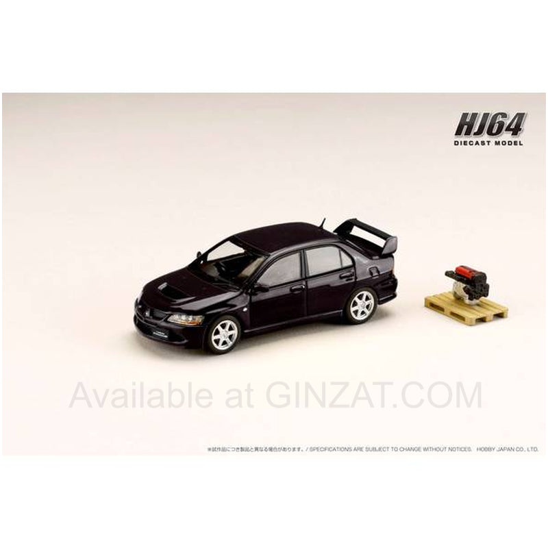 Mitsubishi Lancer GSR Evolution 8 Black Mica w/Engine Display Model, Hobby Japan diecast model car