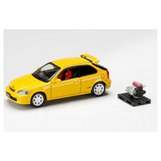 Honda Civic Type R (EK9) 1997 Sunlight Yellow, Hobby Japan diecast model car