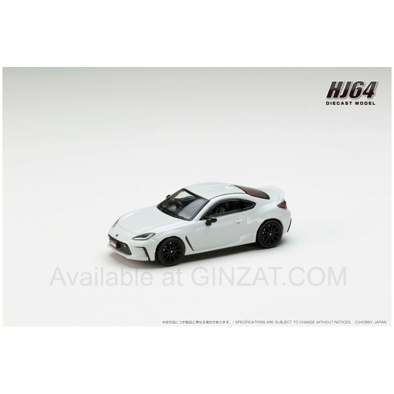 Toyota GR86 RZ Crystal White Pearl w/ Genuine optional rear spoiler, Hobby Japan diecast model car