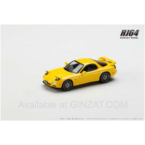 Infini RX-7 (FD3S) TYPE RS Custom Version Sunburst Yellow, Hobby Japan diecast model car