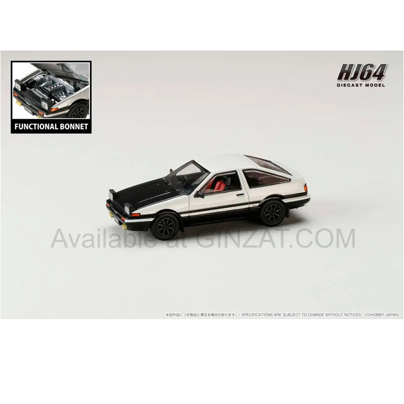 Toyota Sprinter Trueno GT APEX (AE86) JDM Style Carbon Bonnet White / Black, Hobby Japan diecast model car