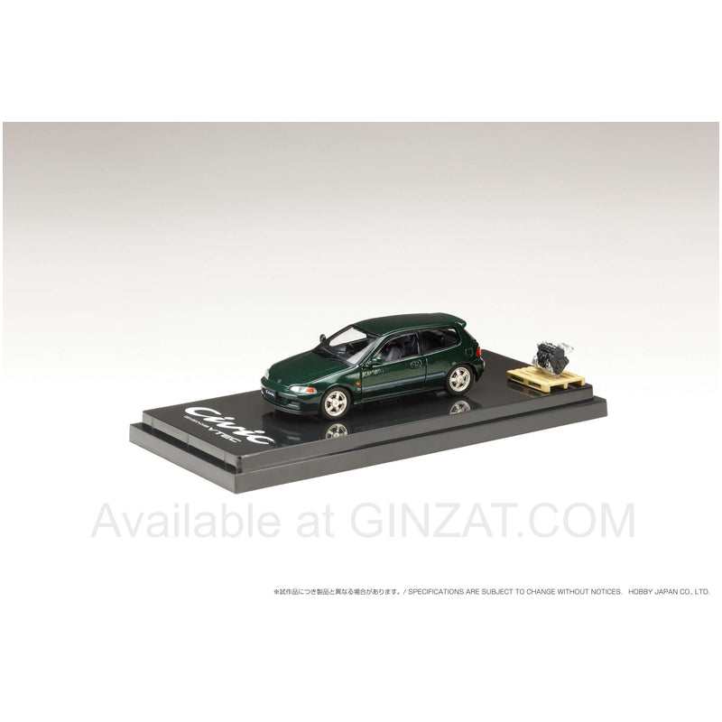 Honda CIVIC (EG6) SiR-S Roseanne Green Pearl w/Engine Display Model, Hobby Japan diecast model car