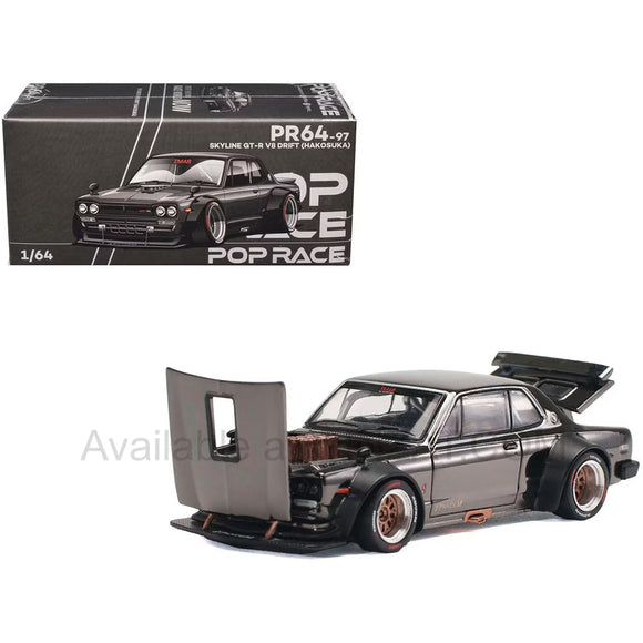 Skyline GT-R V8 Drift (Hakosuka) Dark Chrome, POP Race diecast model car