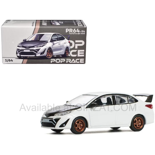 Toyota GR VIOS White. POP Race diecast model car