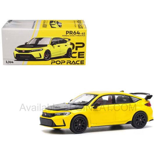 Honda Civic Type-R FL5 Yellow, POP Race 1/64 diecast model car