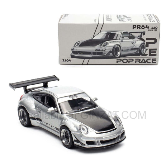 997 RWB Silver,  POP Race 1/64 diecast model car