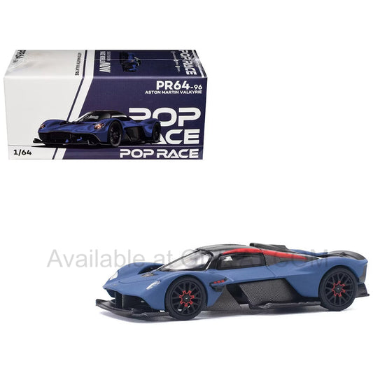 Aston Martin Valkyrie Satin Marina Blue,  POP Race 1/64 diecast model car