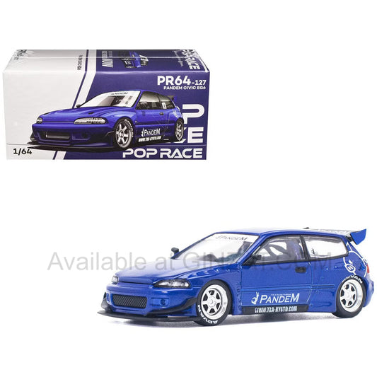 Pandem Civic EF6 Metallic Blue, POP Race diecast model car