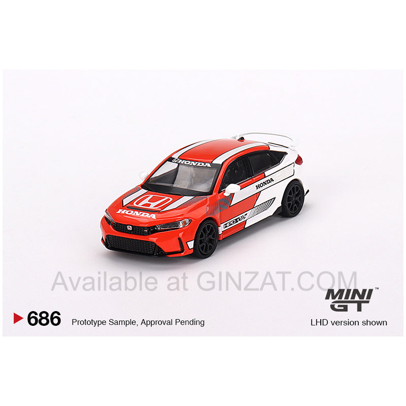 Honda Civic Type R #1 2023 Pace Car Red, MINI GT No.686 diecast model car