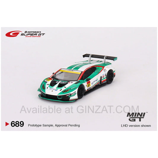 Lamborghini Huracan GT3 EVO #87 "Bamboo Airways Lamborghini GT3" JLOC 2023 Super GT Series, Mini GT No. 689 diecast model car