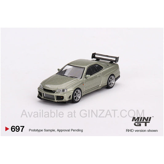 Nissan Skyline GT-R (R34) Tommykaira R-z Millenium Jade, Mini GT No. 697 diecast model car