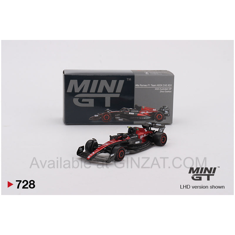 Alfa Romeo C43 #24 Zhou Guanyu 2023 F1 2023 Australian GP, MINI GT No.728 diecast model car