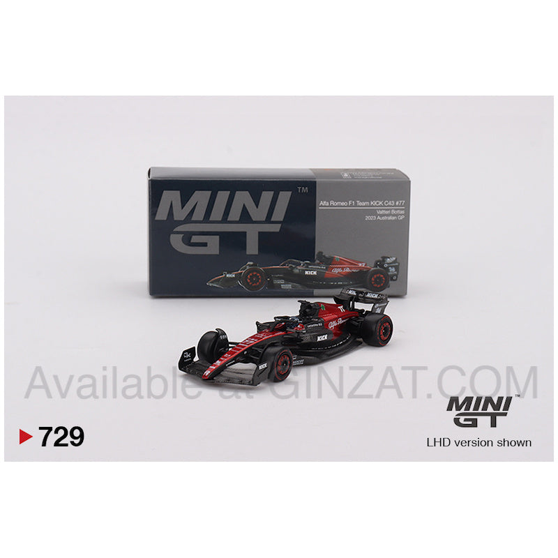 Alfa Romeo C43 #77 Valtteri Bottas 2023 F1 2023 Australian GP, MINI GT No.729 diecast model car