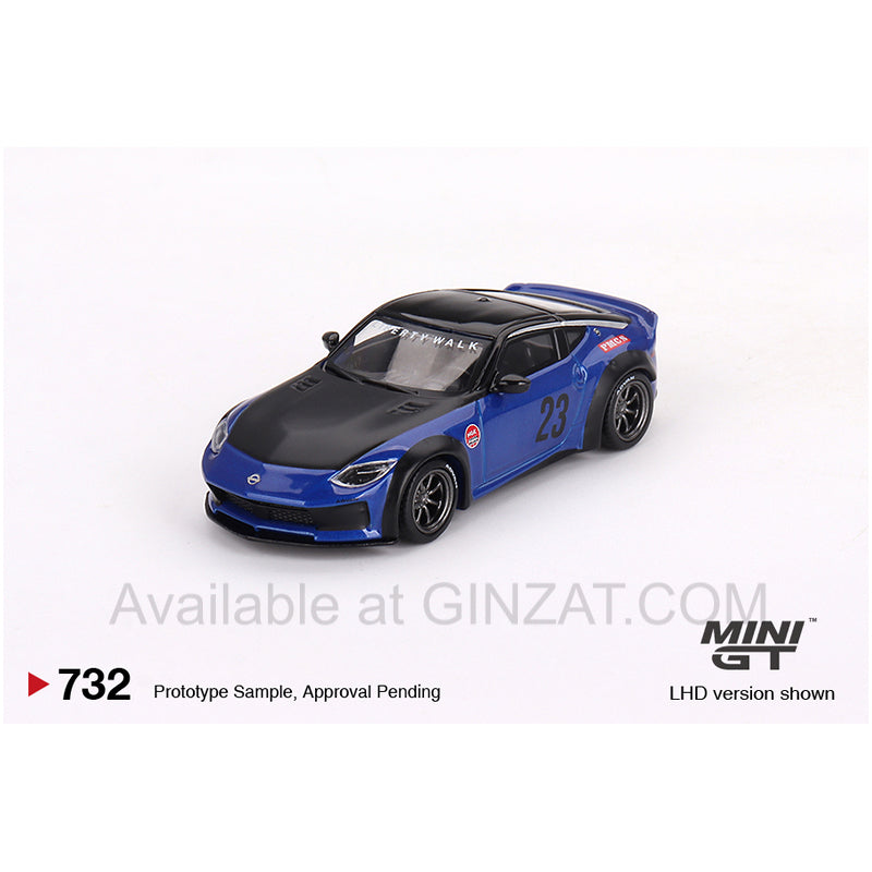 Nissan Z LB*NATION WORKS Seiran Blue, Mini GT No. 732 diecast model car