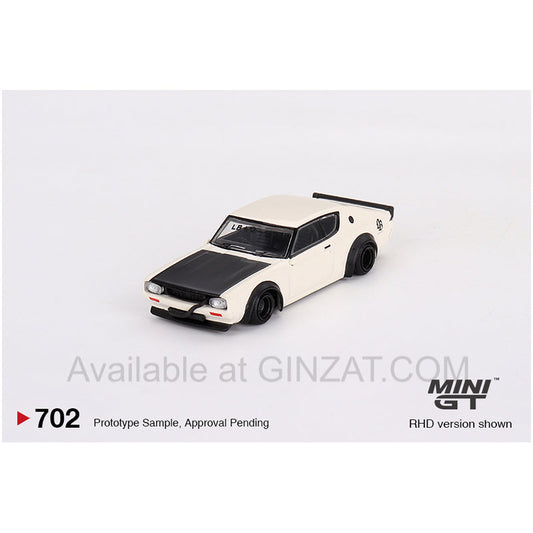 Nissan Skyline Kenmeri Liberty Walk White, Mini GT No. 702 diecast model car