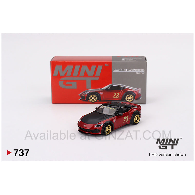 Nissan Z LB NATION WORKS Gem Red - CLDC Magazine Exclusive, Mini GT No. 737 diecast model car