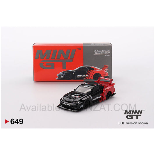 Nissan LB-Super Silhouette S15 SILVIA ADVAN, MINI GT No.649 diecast model car