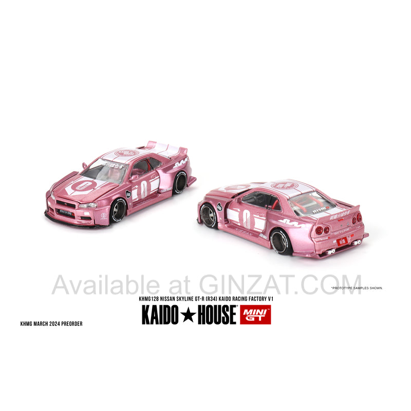 Nissan Skyline GT-R (R34) KAIDO Racing Factory V1, MINI GT x KAIDO HOUSE 1/64 diecast model car