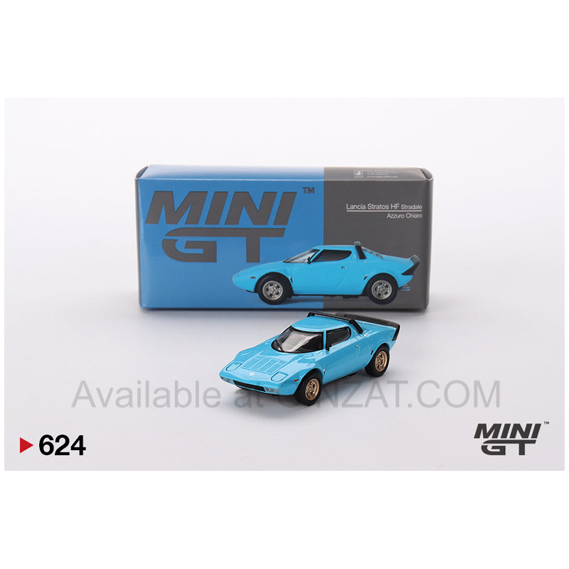 Lancia Stratos HF Stradale Azzurro Chiaro Light Blue, MINI GT No.624 diecast model car