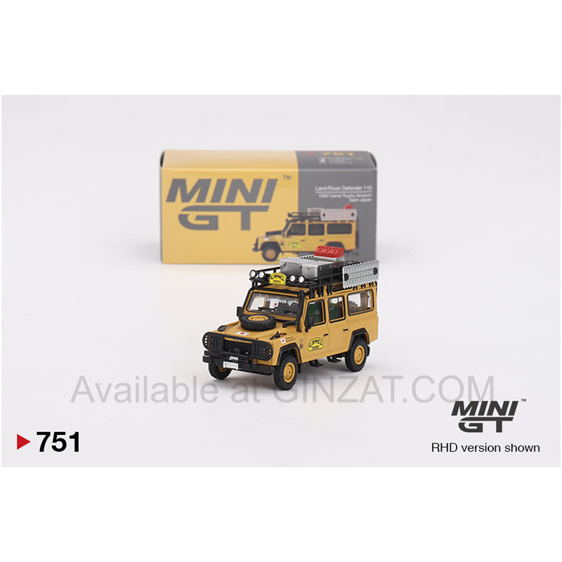 Land Rover Defender 110 1989 Camel Trophy Amazon Team Japan, MINI GT No.751 diecast model car