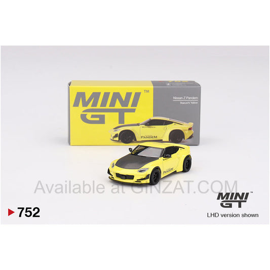 Nissan Z Pandem Ikazuchi Yellow, MINI GT No.752 diecast model car