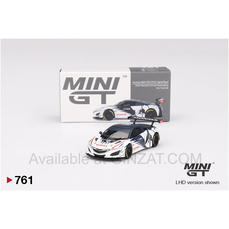 Honda NSX GT3 EVO AlphaTauri Yuki Tsunoda 2023 Red Bull Formula Nurburgring, MINI GT No.761 diecast model car