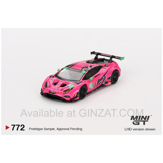 Lamborghini Huracán GT3 EVO2 #83 Iron Dames 2023 IMSA Daytona 24 Hrs, MINI GT No.772 diecast model car