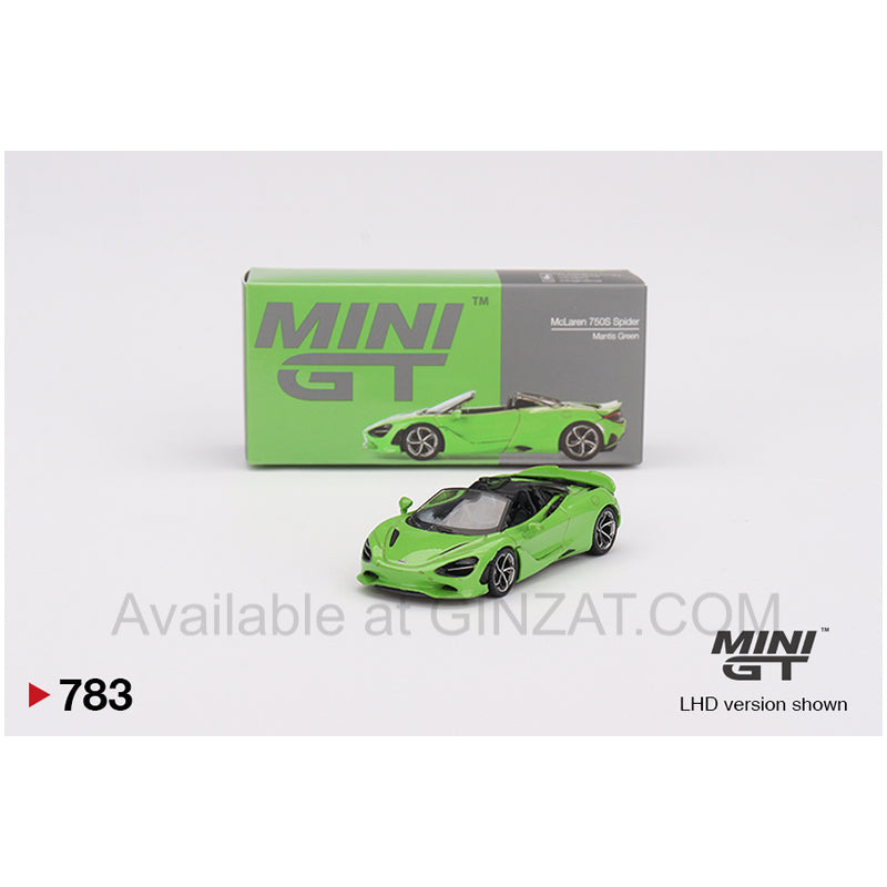 McLaren 750S Spider Mantis Green, MINI GT No.783 diecast model car